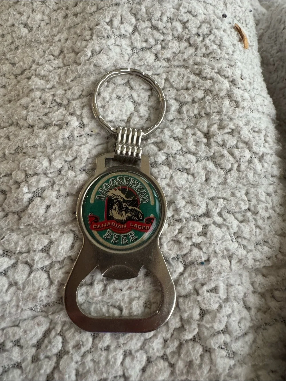 Moosehead Beer Silver Bottle Opener Keychain - RARE Vintage!